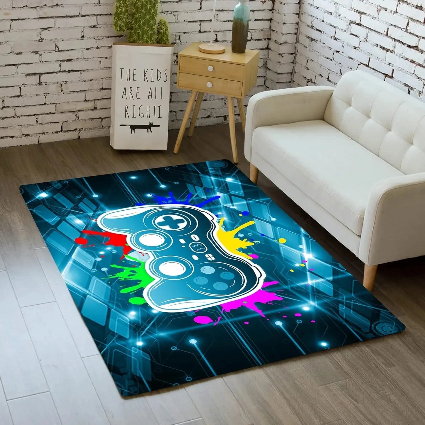 Gaming Controller Carpet Large Area Big Rugs for Decorations Boys Gamer Living Room Hallway Balcony Runner Mats Bedroom Doormat