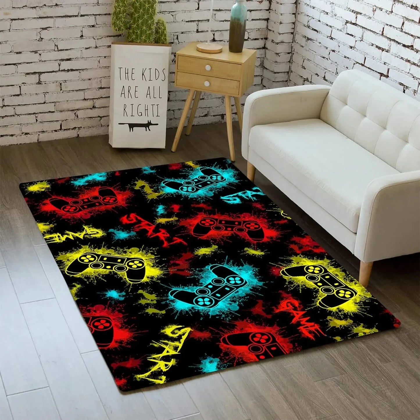 Gaming Controller Carpet Large Area Big Rugs for Decorations Boys Gamer Living Room Hallway Balcony Runner Mats Bedroom Doormat